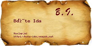 Büte Ida névjegykártya